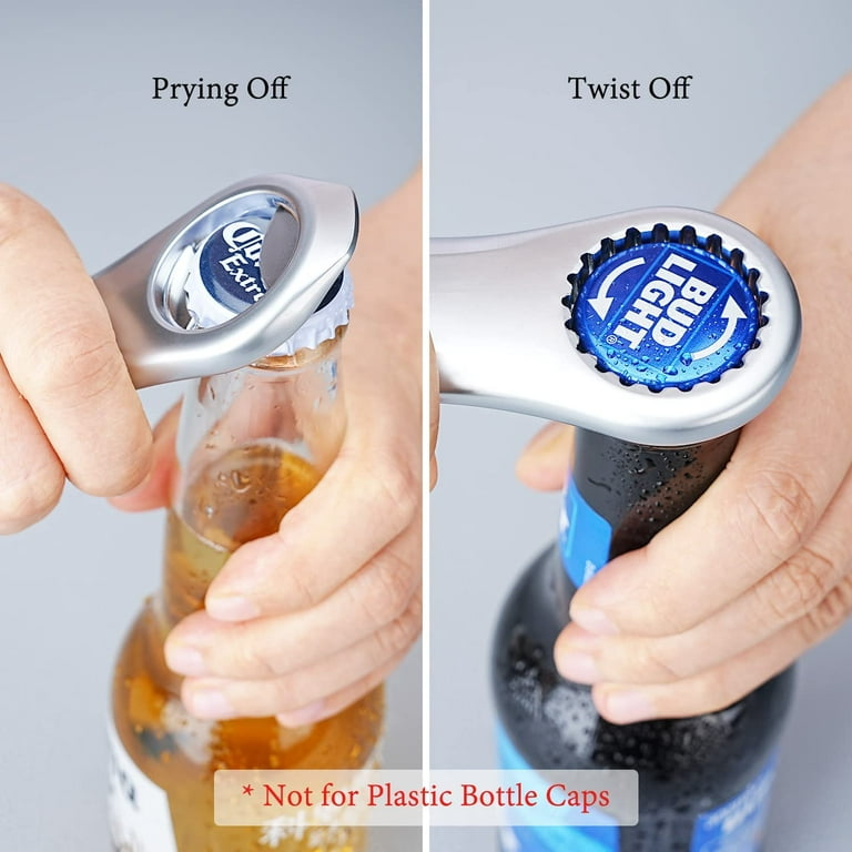 Magnetic Beer Bottle Opener By Setoris- Set of 3 Stainless Steel Automatic  Pop Off Beer Opener- Durable Push Down Beer/Soda Bottle Opener For Quick 