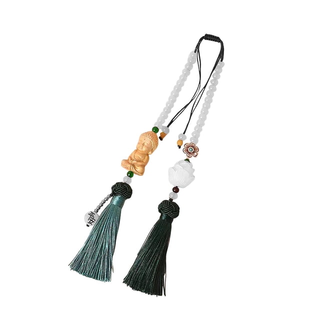 Espejo retrovisor colgante, accesorios para coche, adorno colgante para coche, Feng Shui, verde oscuro