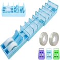 thumbnail image 1 of WJCA Portable Dual Roll Tape Dispenser, Foldable Ribbon and Wrapping Cutter Tool for Gift & Craft Projects,Blue, 1 of 8