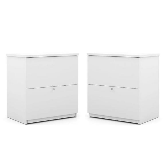 Home Square 2 Drawer Lateral Filing Cabinet Set in White (Set of 2)