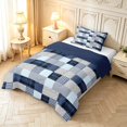 thumbnail image 2 of Manfei Vintage Grid Twin Comforter Sets,Modern Check Bedding Set,Blue White Gray,Navy Blue Reversible,2 Pieces,1 Comforter and 1 Pillowcase,2 Pieces,1 Comforter and 1 Pillowcase, 2 of 7