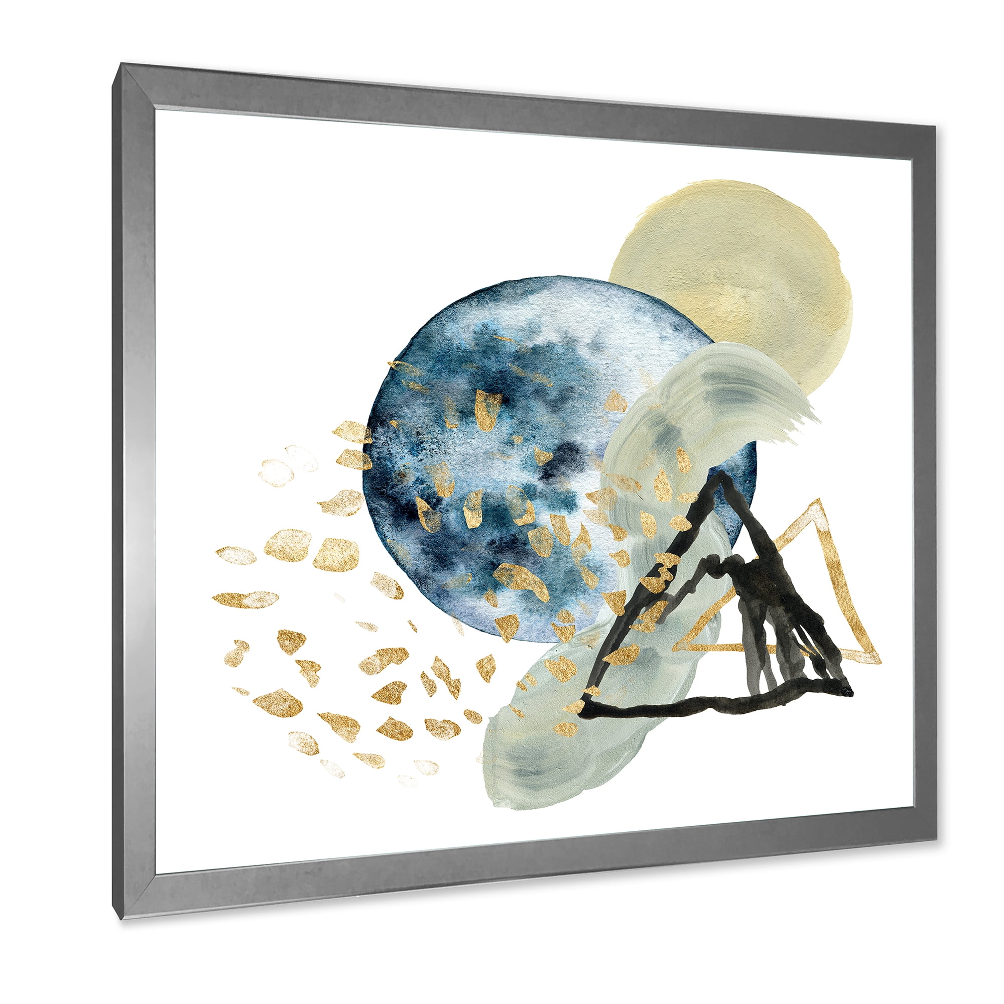 Designart 'Minimalistic Landscape of Moon With Mountains II' Modern Framed Art Print