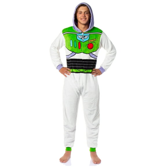 Disney Toy Story Adult Buzz Lightyear Hooded One Piece Costume Fleece Pajama Union Suit