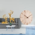thumbnail image 2 of Escultura de ciervo, estatua, pareja de figuras de ciervo, reloj de pared redondo, reloj de pared de madera maciza para decoración de sala de estar, m, 2 of 8