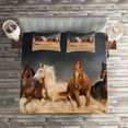 thumbnail image 2 of Ambesonne Horse Quilted Coverlet 3 Pcs, Equine Themed Animals, Queen Size, Brown Sand Brown, 2 of 2