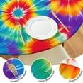 thumbnail image 4 of Colorful Rainbow Tie Dye Spiral Pattern Round Fitted Tablecloth with Elastic Edge,Dining Table Cover Waterproof,Outdoor Round Tablecloth for Camping,Dining,Indoor and Outdoor, 4 of 7