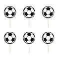thumbnail image 1 of Billuyoard Adornos para cupcakes con tema de fútbol, decoración para pasteles DIY, balón de fútbol, decoración para cupcakes, Kits de decoración para fiestas negro blanco, 6 uds. 3.9 pulgadas, 1 of 3