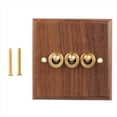thumbnail image 2 of 3X Retro American Industrial Style Light Switch Socket, Solid Wood Brass Toggle Switch Plate,Antique Home Stay Switch(3),3 x Light Switch, 2 of 8