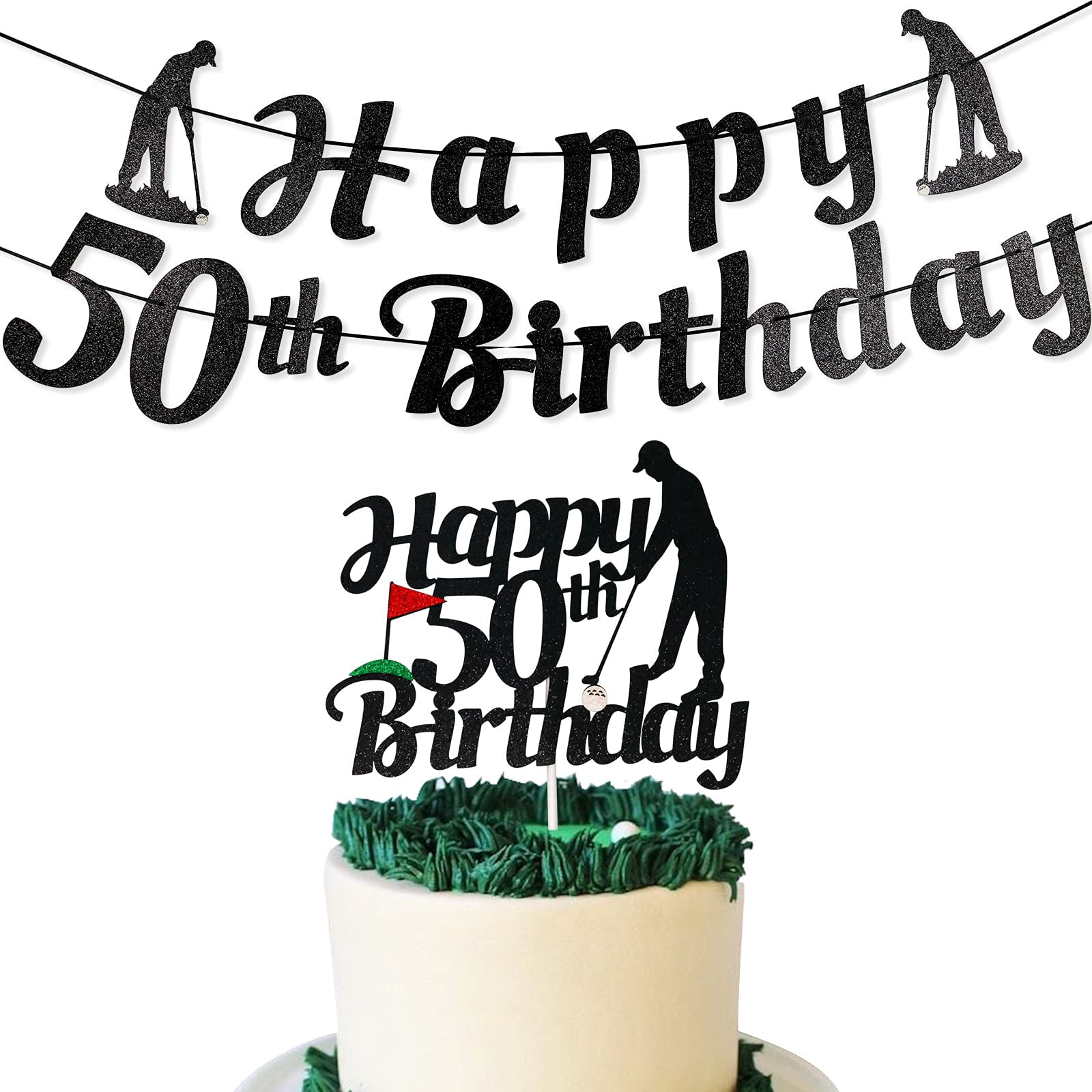 Golf Happy 50th Birthday Banner and Cake Topper, Golf Sports Theme Birthday  Party Decorations Set, 50 Years Old Birthday Supplies for Man (Glitter) -  Walmart.com