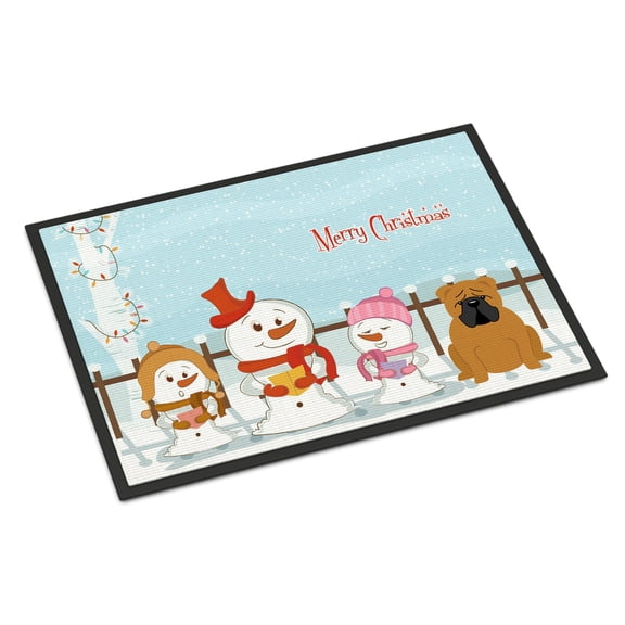 Carolines Treasures Merry Christmas Carolers English Bulldog Red Door Mat Indoor Rug or Outdoor Welcome Mat 24x36