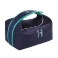 thumbnail image 1 of Bolsa de maquillaje portátil, impermeable, de lona suave, de gran capacidad, con asa para viajes al aire libre, color azul., 1 of 12