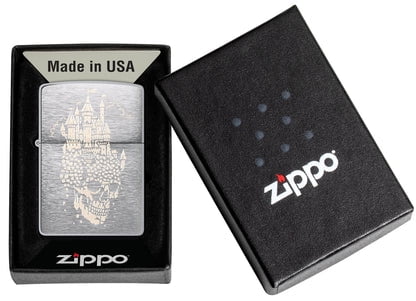 Zippo Lighter - Customized Engraved Message Windproof Skull Castle Design 46477