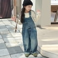 thumbnail image 4 of UACY Kids Girls Ripped Denim Overalls, Sleeveless Baggy Wide Leg Cute Preppy Bib Overall Adjustable Jumpsuit with Pocket (Blue, 13-14 Years), 4 of 6