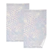 Bath Hand Towel 2 Pcs Sparkle Flowers Christmas Snowflakes Absorbent Face Towel Soft Breathable Cotton Towel Set for Bathroom Kitchen Hotel Spa Gift Decor