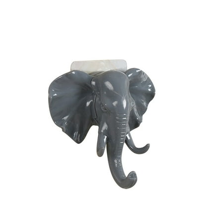 

XIUH Elephant Head Self Adhesive Wall Door Hook Hanger Bag Keys Sticky Holder GY Grey