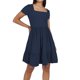 thumbnail image 1 of Vestido informal de playa con cuello cuadrado y pliegues en línea A para mujer - Tejido transpirable, estilo versátil, sandalias/zapatillas deportivas - Tallas S-XL para vacaciones, 1 of 4