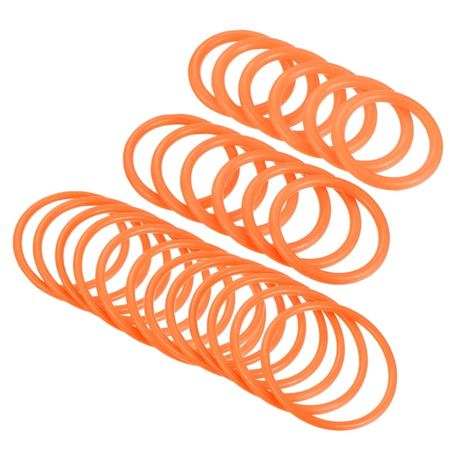 Unique Bargains 4cm 6mm 8.5cm Plastic Carnival Ringtoss Rings Game Hoop, Orange 24 Pack