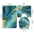 thumbnail image 3 of Blue and Gold Marble Wave Art Pattern Bathroom Rugs Sets 3 Piece,Toilet Cover Set,Absorbent Non Slip Bathroom Mats Sets with U-Shaped Contour Rug Toilet Rug Set, 3 of 5