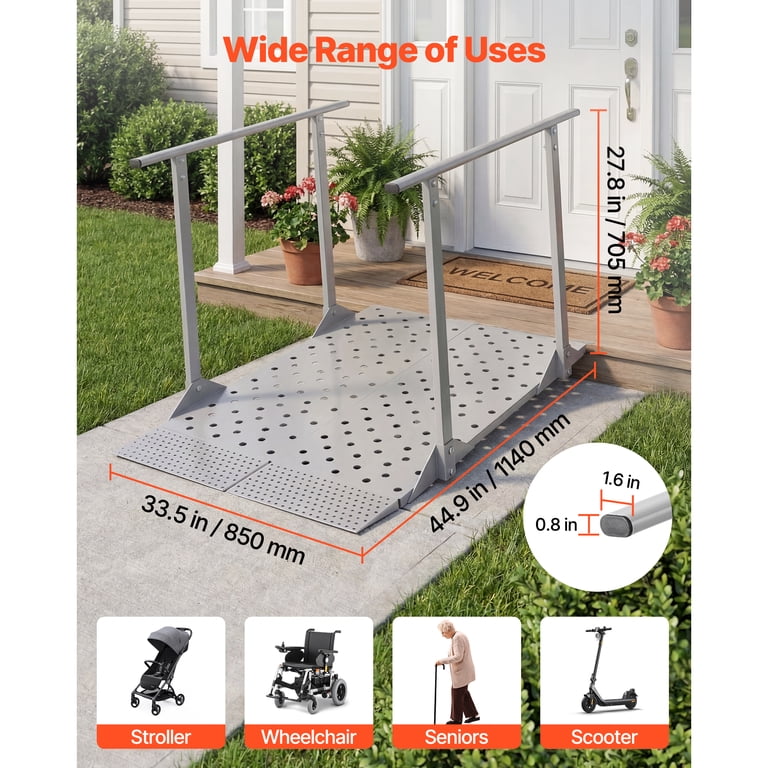 KFFKFF Aluminum Wheelchair Ramp with Dual Handrails photo 6