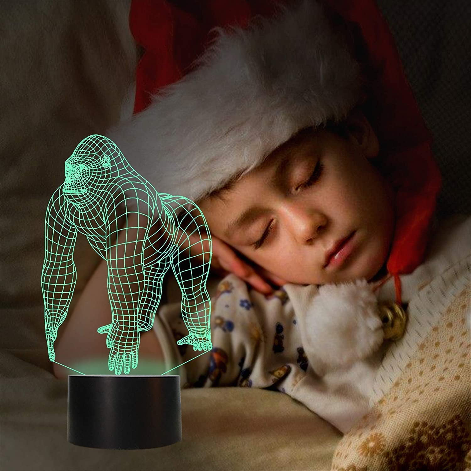 YSITIAN Gorilla 3D Night Light Ape LED Illusion Hologram Lamp 16