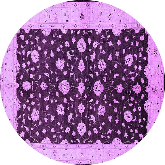 Ahgly Company Indoor Round Oriental Purple Traditional Area Rugs, 4' Round