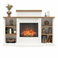 thumbnail image 4 of Ameriwood Home Grandview Electric Fireplace with Mantel and Bookcase, Plaster and Walnut, 4 of 16