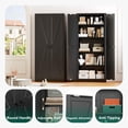 thumbnail image 4 of SOLAURA 63" H Farmhouse Metal Kitchen Pantry Cabinet, Pantry Storage Cabinets with 2 Barn Doors and 4 Adjustable Shelves for Kitchen, Living Room, Bedroom, Dining Room, Home(Black), 4 of 8