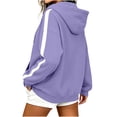 thumbnail image 6 of Lcziwo Womens 1/4 Zip Hoodie Sweatshirt Oversized Side Strip Drawstring Pullover Long Sleeve Y2K Casual Workout Outfits with Pockets Purple,S, 6 of 8