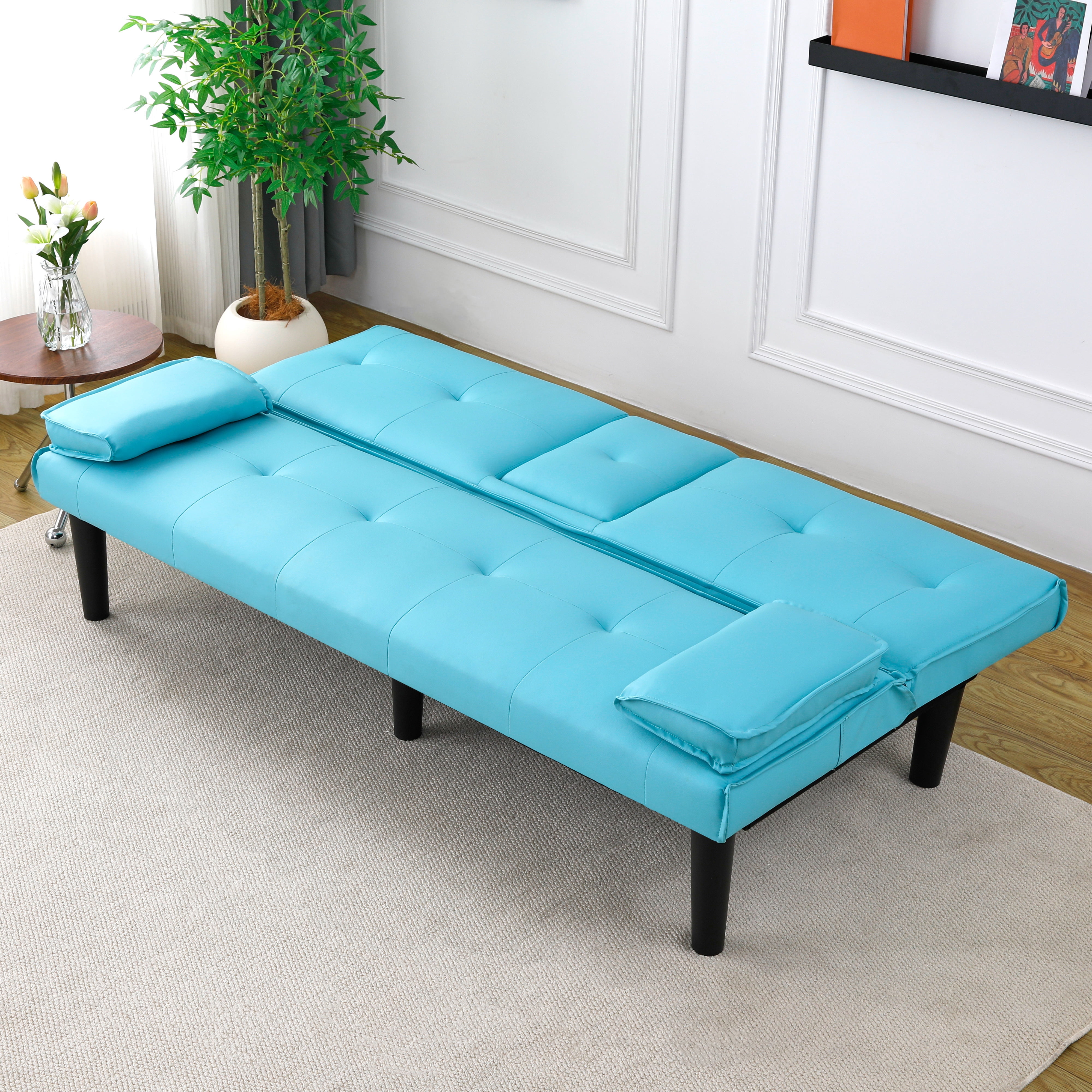 Euroco 67'' Convertible Sofa Bed with Cup Holder, Modern Sleeper Couch for Living Room, Apartment, or Office