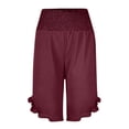 thumbnail image 7 of Bermuda Shorts for Women Knee Length Lightweight Flared Ruffle Hem Shorts High Waisted Wide Leg Pants with Pocket, 7 of 7