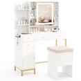 thumbnail image 2 of Costway Makeup Vanity Desk with Lighted Mirror Charging Station 3-Color LED Lights, 2 of 9