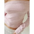 thumbnail image 5 of Women's Spring Autumn Knit Tops Solid Color Long Sleeve Off Shoulder Slim Fit Knitwear, 5 of 7