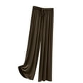 thumbnail image 2 of uublik Work Pants Women Casual Drawstring Wide Leg Palazzo Pants Loose Comfy Trousers Pockets with Pockets Khaki, 2 of 3