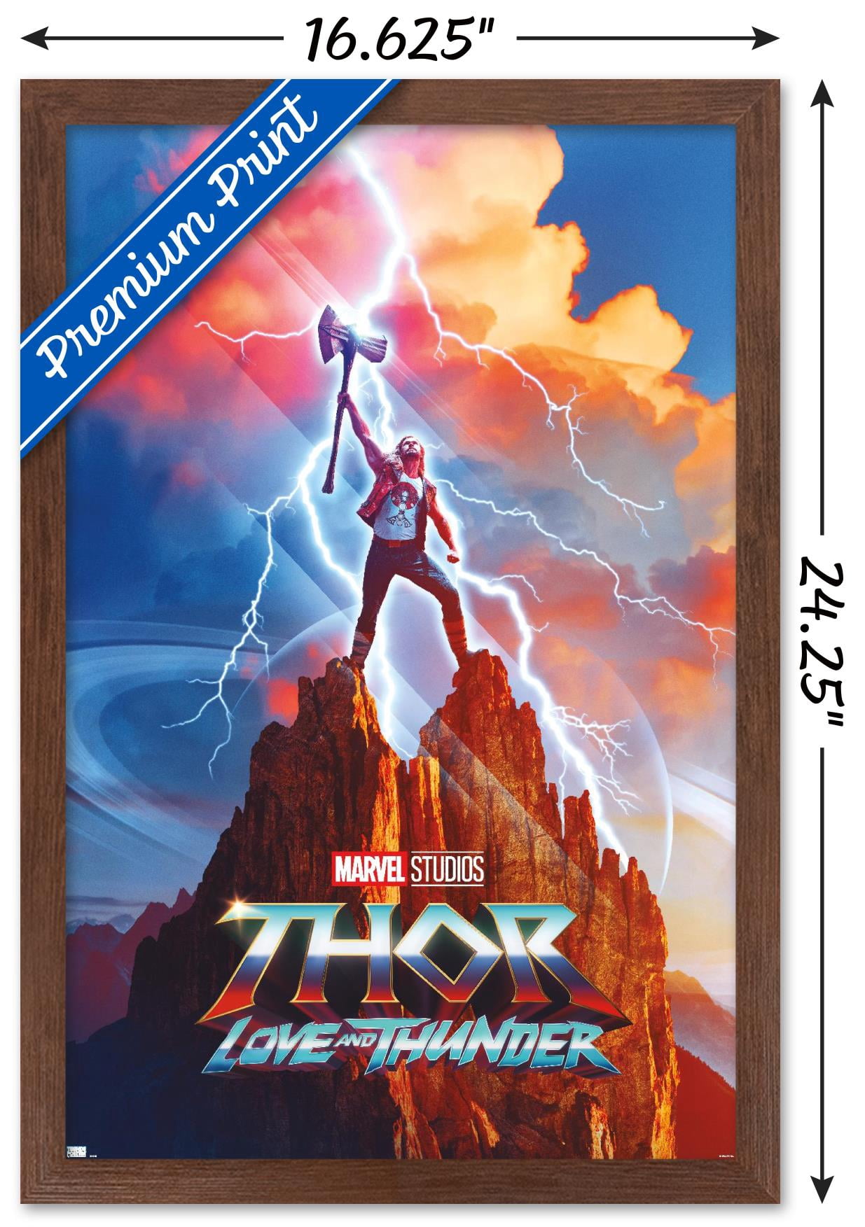 Marvel Thor: Love and Thunder - Thor One Sheet Wall Poster, 14.725" x 22.375" Framed