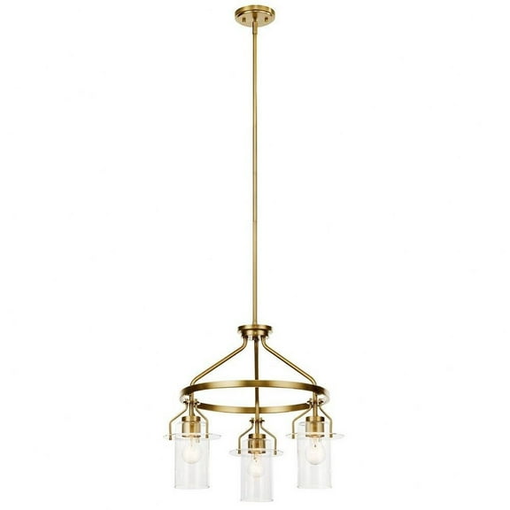 3 Light Medium Chandelier in Vintage Industrial Style-19.5 inches Tall and 22.75 inches Wide-Brushed Brass Finish Bailey Street Home 147-Bel-4771107