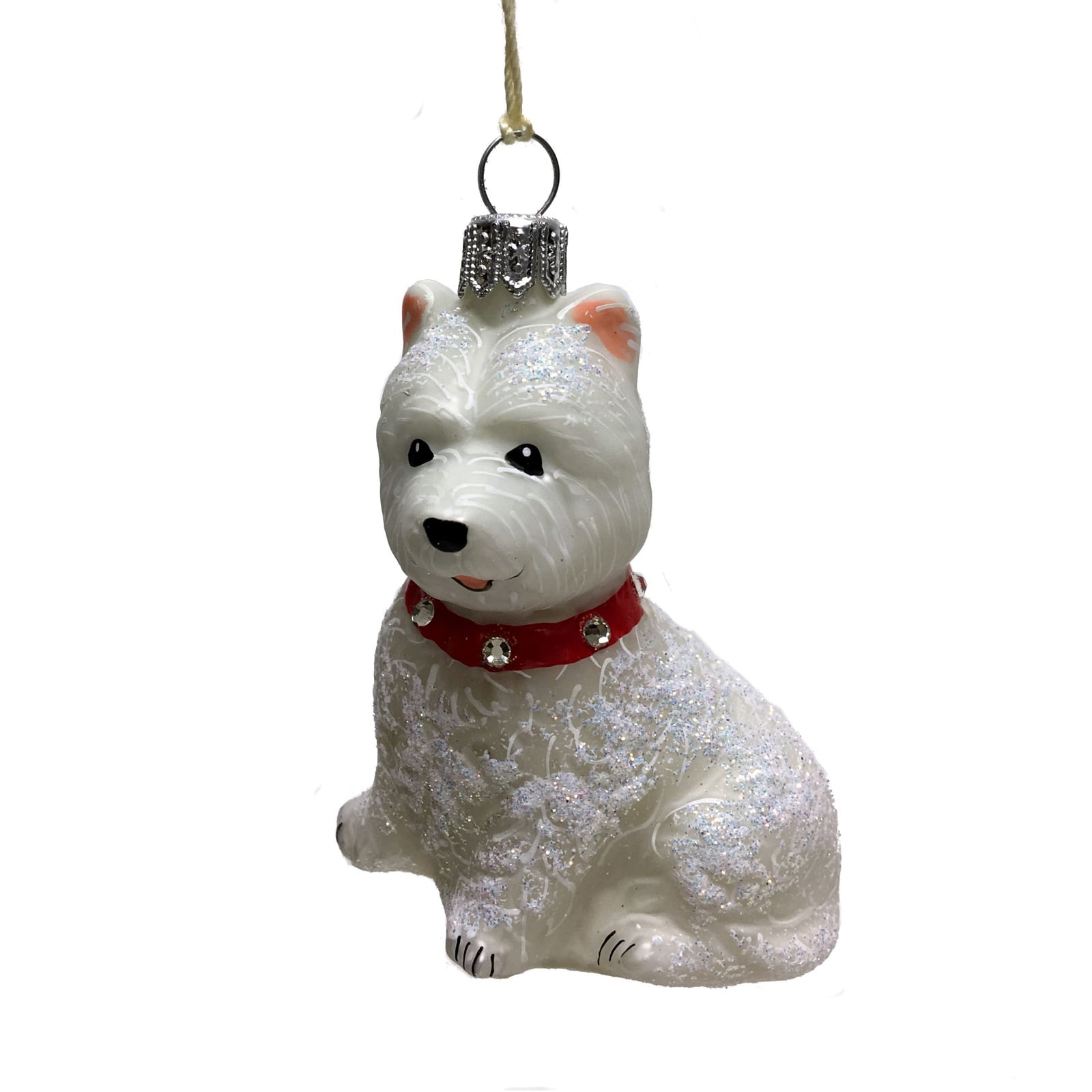 Westie West Highland Terrier with Jeweled Collar Polish Glass Christmas ...