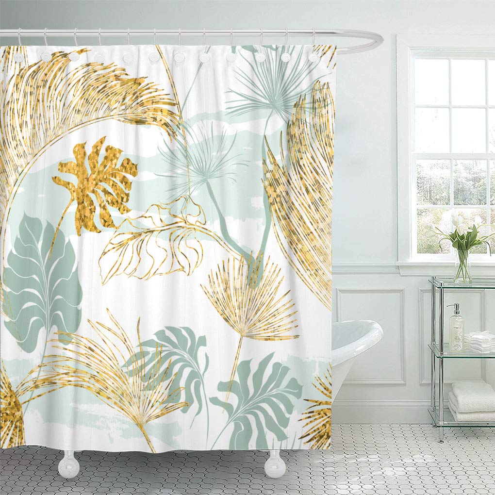 SUTTOM Tropical Palm Leaves Drawn Collection Botanical Pattern White