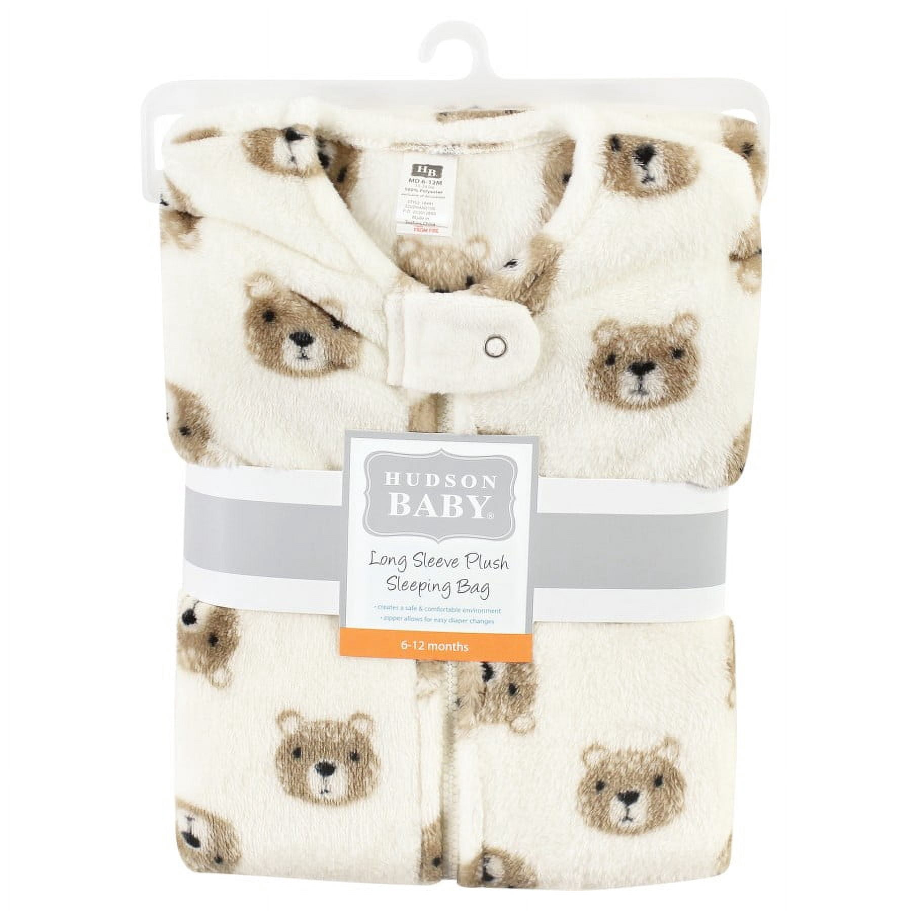 Hudson Baby Plush Long-Sleeve Sleeping Bag, Sack, Blanket, Bear, 6-12 Months