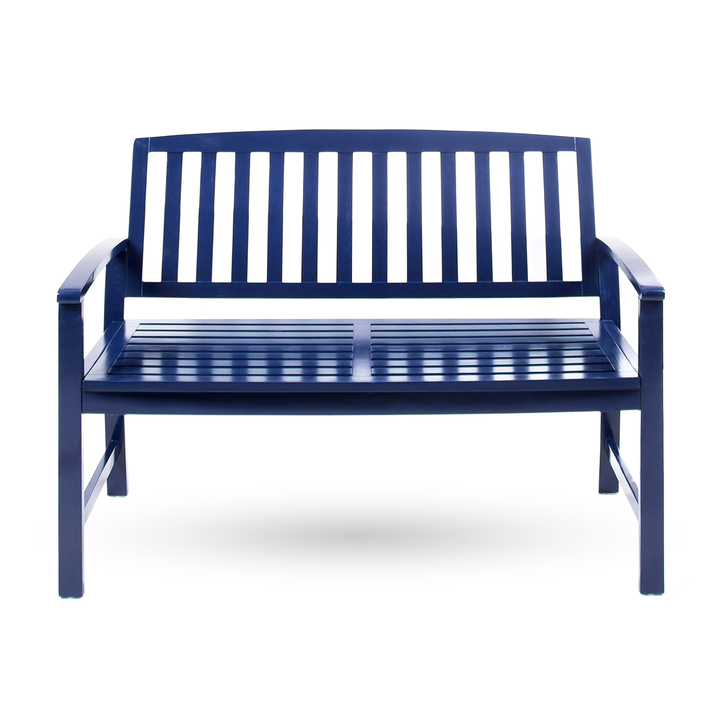 Outdoor Farmhouse Style Wood Leisure Bench, Retro Rest Seat for Patio Garden, Navy Blue