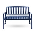 thumbnail image 3 of GDF Studio Rubie Outdoor Acacia Wood Bench, Navy Blue, 3 of 8