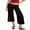 Black, variant on LMLYSoH Women’s Wide Leg Capri Pants Fold Over Waist Loose Cropped Pants