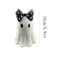 thumbnail image 3 of Cute Ghost Figurine with Black Polka Dot Bow, 5.9 Inch Spooky Tabletop Resin Statue, Halloween Home Decor Ornament for Shelf Desk, 3 of 7