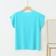 thumbnail image 4 of Fiudx Ropa de Mujer Camiseta de Manga Corta de Color Sólido Suelta Informal de Moda para Mujer Top de Manga Corta, 4 of 4