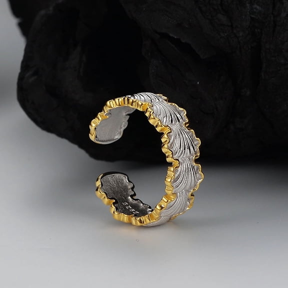 Wollet S925 Sterling Silver Ring for Women, Two Tone Index Finger Ring