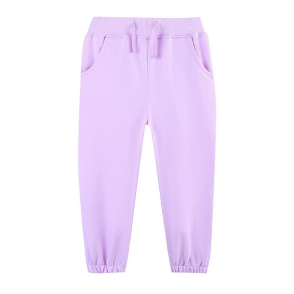 Girls Pants Casual Elastic Waist Joggers with Drawstring Cotton Sweatpants for Girls Size 2-7