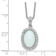 thumbnail image 3 of 925 Sterling Silver Cable Necklace with Pendants Chain Cheryl M Cabochon Lab Created Opal and Brilliant-cut CZ Oval Halo 18 Inch 12 mm, 3 of 4