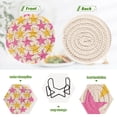 thumbnail image 4 of Yayeee 6 PCS Drink Coasters with Holder Set Woven Absorbent Round Tabletop Hot Pad, Yellow Pink Stars, 4 of 7
