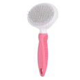 thumbnail image 1 of Mango antideslizante de goma Cepillo para eliminar el pelo de mascotas Peine de aguja de acero inoxidable Suministros de limpieza para gatos Perros GeneralPink, 1 of 8