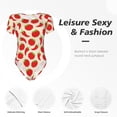 thumbnail image 4 of KLL Women 's Crew Neck Bodysuit Jumpsuits Tomatoes And Chili Print Short onesies Stretch T Shirts, 4 of 7