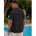 thumbnail image 6 of COOFANDY Mens Short Sleeve Shirts Button Down Tops Beach Spread Collar Plain Summer Blouses, 6 of 7